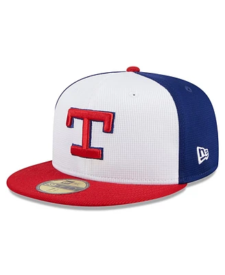 New Era Men's White Texas Rangers 2024 Batting Practice 59FIFTY Fitted Hat