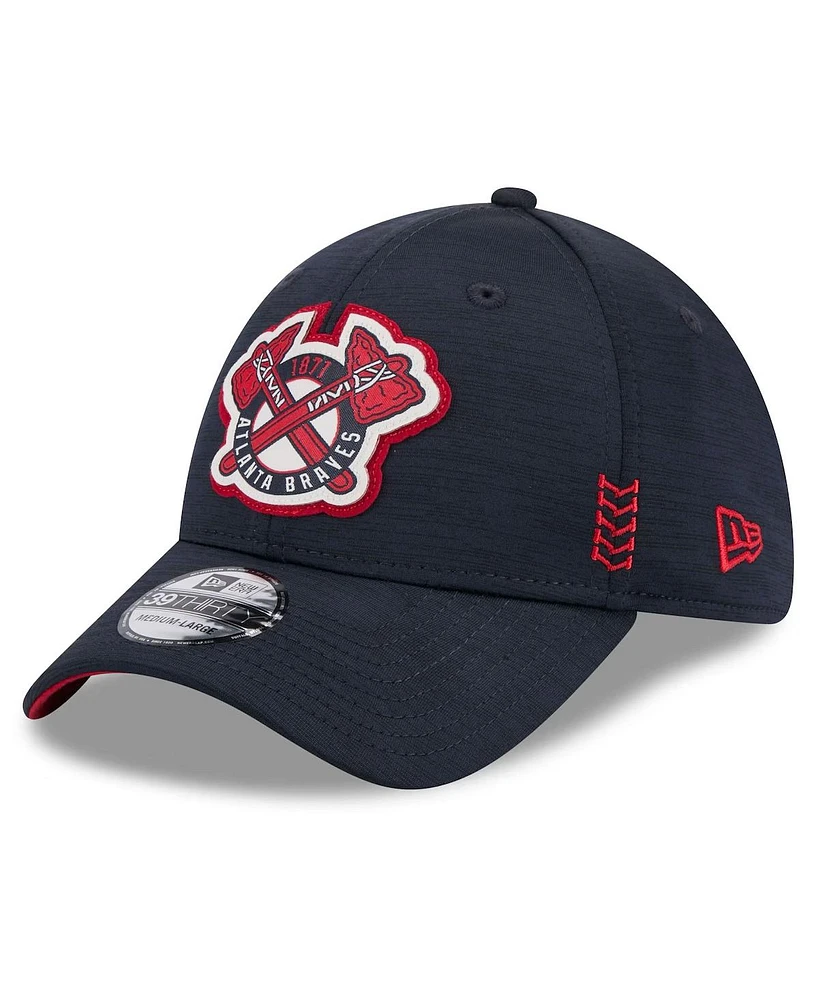 New Era Men's Navy Atlanta Braves 2024 Clubhouse 39THIRTY Flex Fit Hat