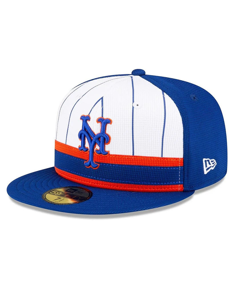 New Era Big Boys and Girls White New York Mets 2024 Batting Practice 59FIFTY Fitted Hat