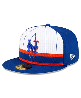 New Era Big Boys and Girls White New York Mets 2024 Batting Practice 59FIFTY Fitted Hat