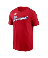 Nike Men's Red Atlanta Braves Cooperstown Wordmark T-Shirt