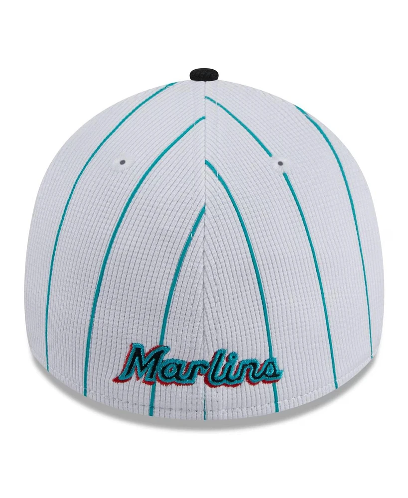 New Era Men's White Miami Marlins 2024 Batting Practice 39THIRTY Flex Hat