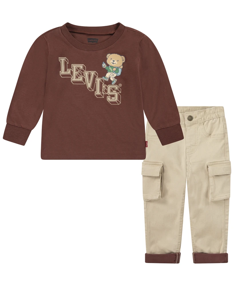 Levi's Toddler Boys 2-Piece Climbing Tee and Cargo Pants Set