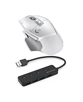 Logitech G502 X Lightspeed Wireless Gaming Mouse (White) with 4-Port Usb 3.0 Hub