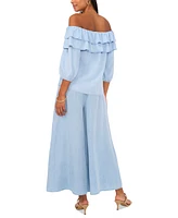 Sam & Jess Women's Challis Smocked-Waist Wide-Leg Pants