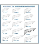 Gridmann 18" x 60" Nsf Stainless Steel Kitchen Wall Mount Shelf w/ Backsplash