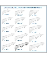 Gridmann 14" x 72" Nsf Stainless Steel Kitchen Wall Mount Shelf w/ Backsplash