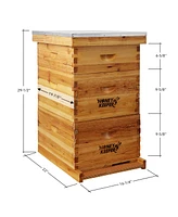 Honey Keeper Beehive 10 Frame Complete Box Kit Coated in 100% Beeswax (Waxed Boxes, 2 Deep and 1 Medium) with Wooden Frames and Waxed Foundations for