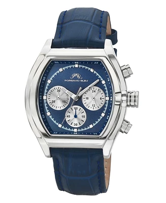 Porsamo Bleu Roman Genuine Leather Silver Tone & Blue Men's Watch 1292EROL