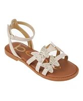 Bebe Big Girl's Strappy Sandal with Rhinestone Butterfly Appliques Polyurethane Sandals