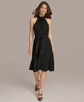 Donna Karan Women's Tie-Waist Halter-Neck Midi Dress