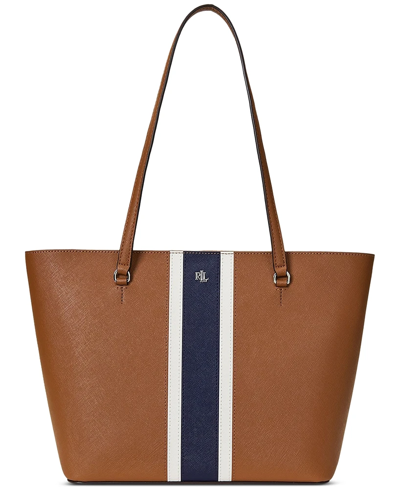 Lauren Ralph Lauren Karly Medium Crosshatch Leather Tote