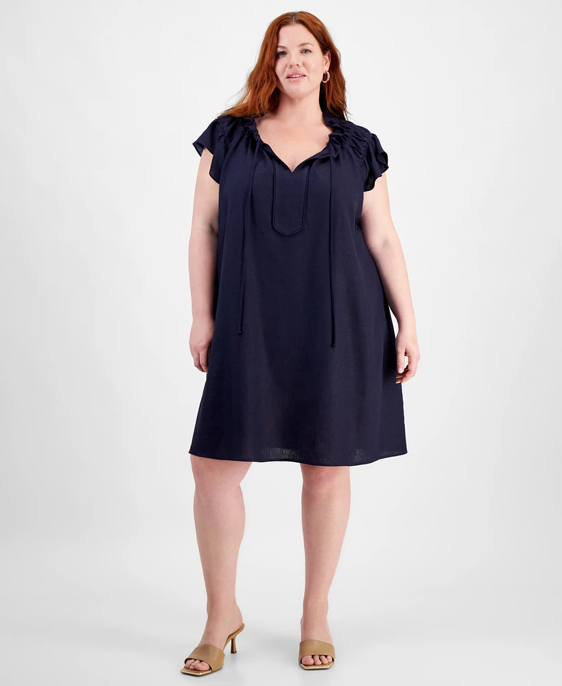 Robbie Bee Plus Flutter-Sleeve A-Line Dress