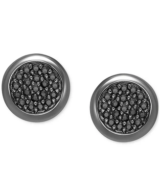 Men's Black Diamond Circle Cluster Stud Earrings (1/3 ct. t.w.) Rhodium-Plated Sterling Silver or (Also White Diamonds)