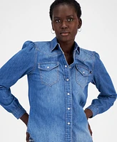 Nautica Jeans Women's Western Cotton Denim Shirt