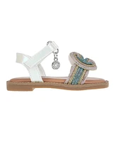 Vince Camuto Toddler Girl's Sandal with Multi Tubular Rhinestone Vamp, Vc Charm and Rs Welt Polyurethane Sandals