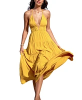 Cupshe Women's Yellow Halterneck Maxi Beach Dress