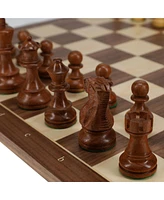 We Games Weighted English Staunton Chess Set, Walnut Sycamore Board 19.75 in., 3.5 in. King