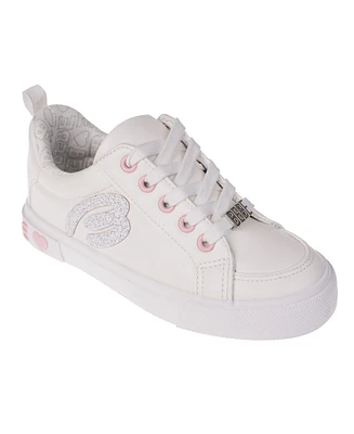 Bebe Big Girl's Low Top Sneaker with Glitter Applique Polyurethane Sneakers