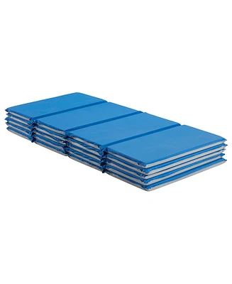 ECR4Kids Everyday Folding Rest Mat, 4-Section, 1in, Blue/Grey, 5-Pack