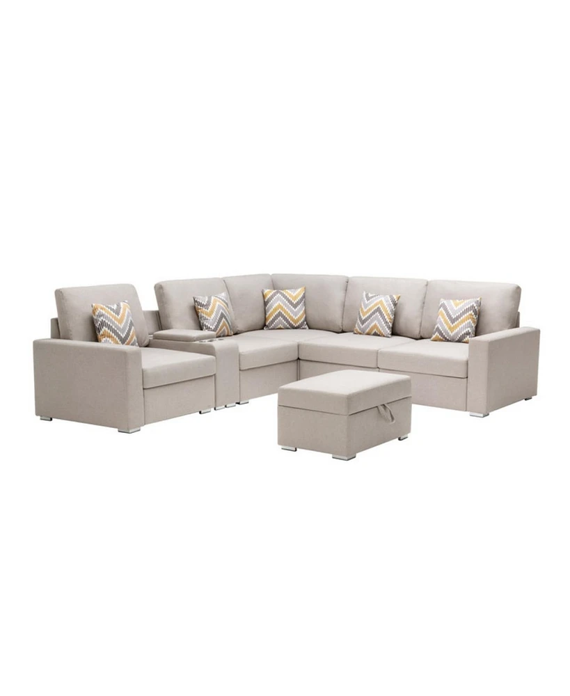 Simplie Fun 7 Piece Reversible Sectional Sofa With Usb and Storage