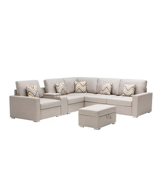 Simplie Fun 7 Piece Reversible Sectional Sofa With Usb and Storage