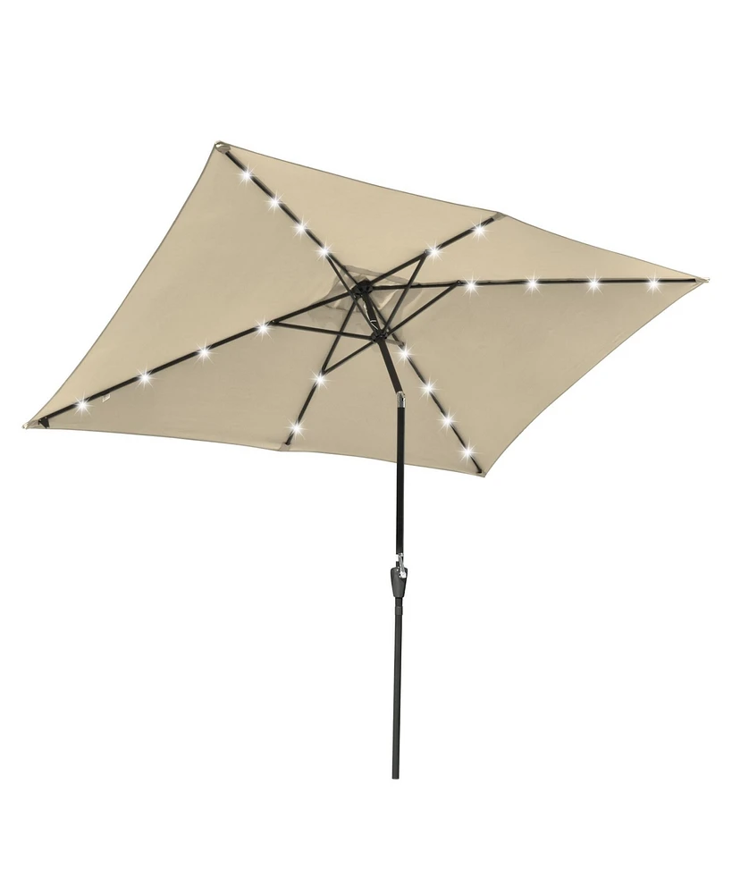 Yescom 10x6 Ft Solar Powered Patio Umbrella with Tilt Crank Aluminum Outdoor Backyard