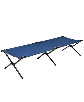 Gymax Folding Camping Cot & Bed Heavy-Duty for Adults Kids w/ Carrying Bag 300LBS Blue