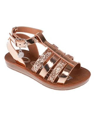 Bebe Toddler Girl's Open-Toe Fisherman Sandal with Charm and Glitters Polyurethane Sandals