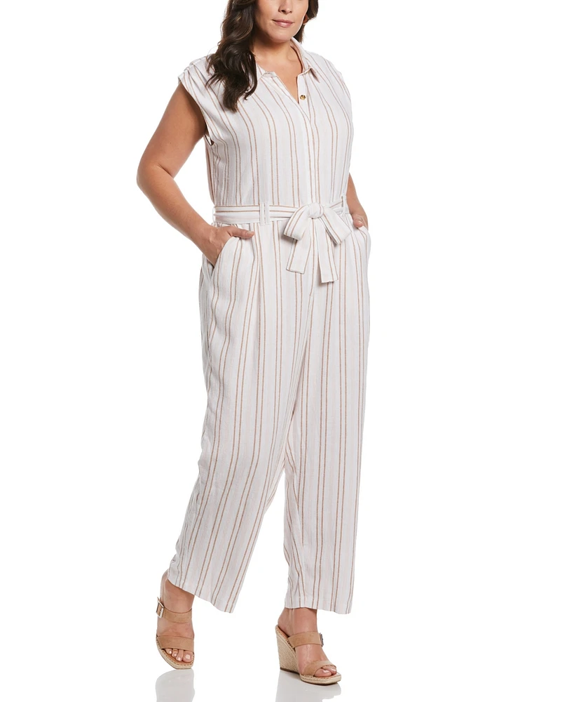 Ella Rafaella Plus Linen Blend Sleeveless Jumpsuit Pants