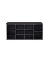 Slickblue Cubbie Shoe Cabinet Storage Bench with Cushion, Adjustable Shelves