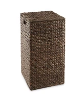 Casafield Laundry Hamper with Lid and Removable Liner Bag - Natural, Woven Water Hyacinth Square Basket for Clothes