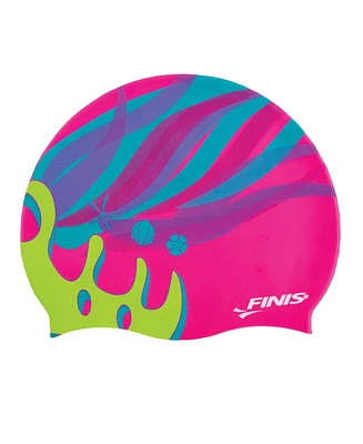 Finis Girls Mermaid Silicone Cap - Fun Swim with a Universal Fit 100% Rippled Edge for Watertight Seal