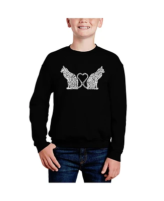 La Pop Art Boys Cat Tail Hearts Word Crewneck Sweatshirt