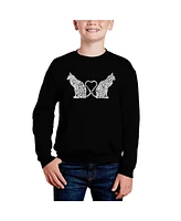 La Pop Art Boys Cat Tail Hearts Word Crewneck Sweatshirt