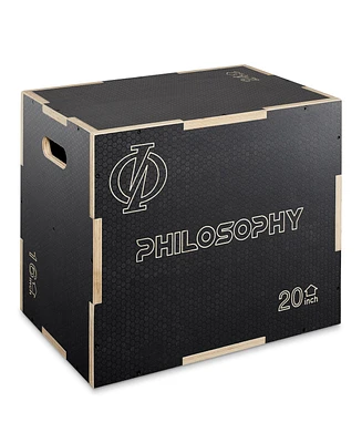 Philosophy Gym 3 in 1 Non-Slip Wood Plyo Box, 24" x 20" x 16", Black, Jump Plyometric Box for Training and Conditioning