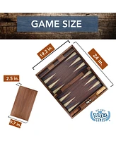 We Games Travel Wood Inlaid Backgammon Board Game Set - 19 in.