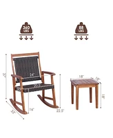 Gymax 3PCS Patio Rocking Chair & Table Set Outdoor Conversation Bistro Set