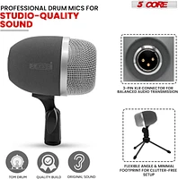 5 Core Tom Snare Mic Cardioid Dynamic Microphone for Drum Kit Percussion Instrument Tom Xp
