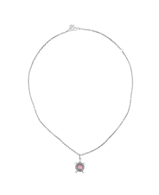 American West Jewelry Sterling Silver with Genuine Gemstone Turtle Design Women's Pendant Necklace, 16-19 Inches