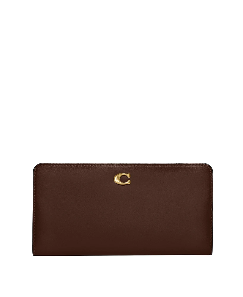 Coach Smooth Skinny Snap-Tab Closure Leather Wallet