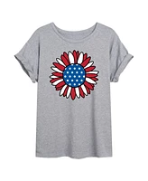 Hybrid Apparel Trendy Juniors Sunflower Graphic Oversized Tee