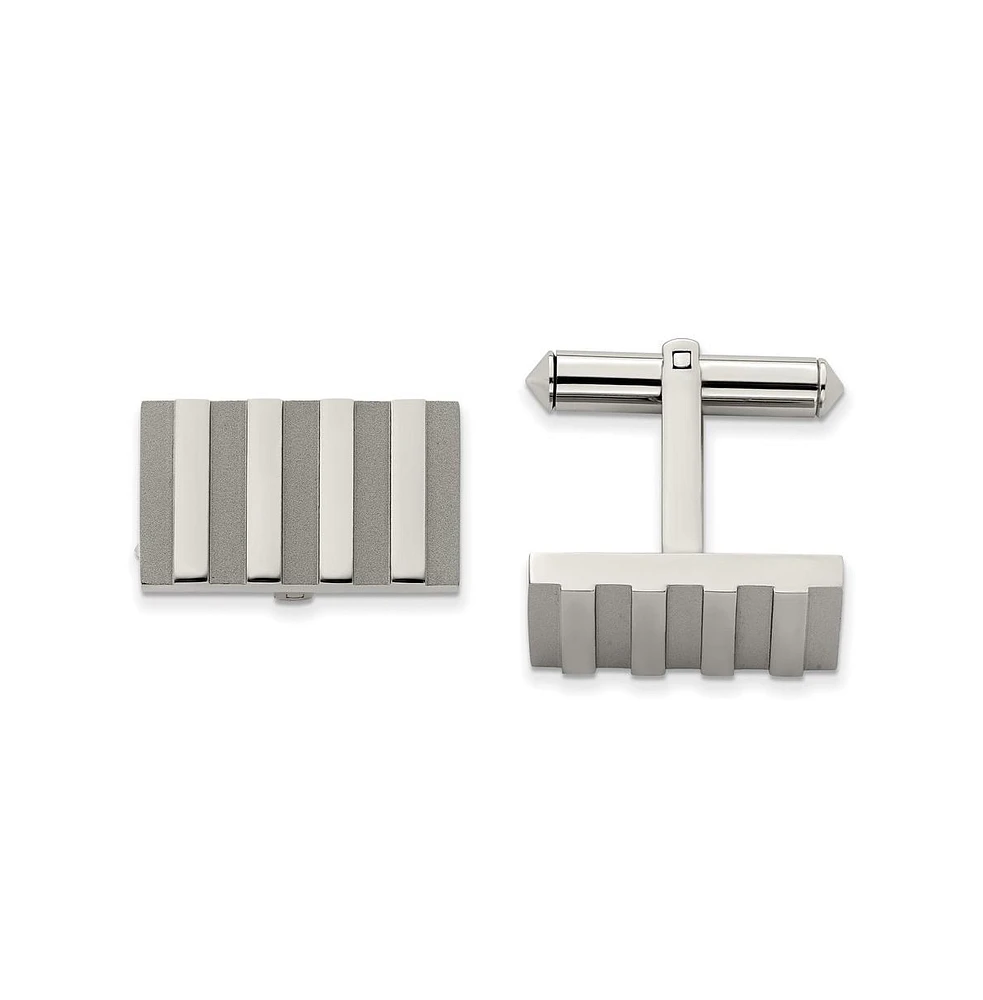 Chisel Titanium Brushed and Polished Stripes Cufflinks