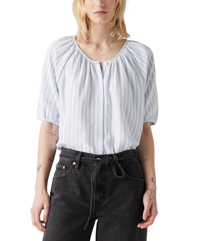 Levi's Women's Leanne Button-Front Puff-Sleeve Top