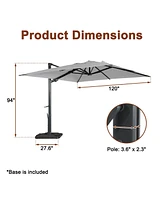 Mondawe 10 ft Rectangular Solar Led Patio Cantilever Umbrella with Base Weight Included