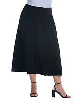 24seven Comfort Apparel Plus Foldover Maxi Skirt With Pockets