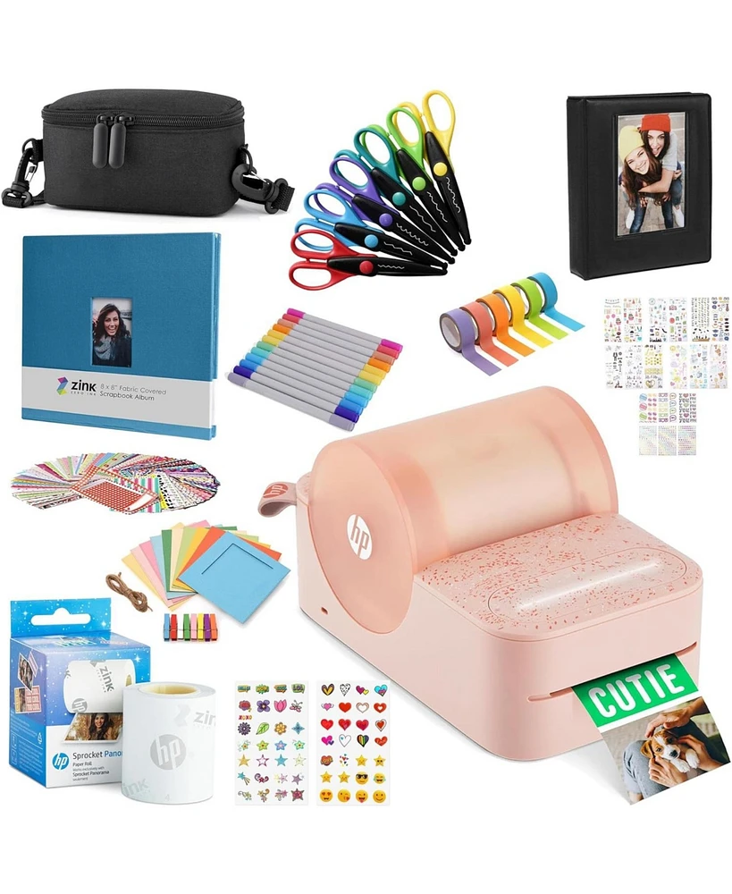 Hp Sprocket Panorama Portable Label Printer & Photo Printer Craft Bundle