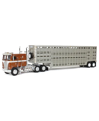 First Gear 1/64 Brown Kenworth Flattop with Wilson Vintage Livestock Trailer, Dcp by