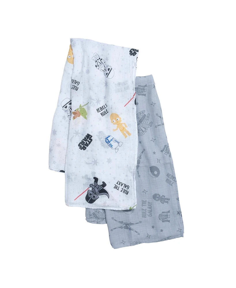 Lambs & Ivy Star Wars 2-Pack Cotton Muslin Newborn Baby Swaddle Blankets