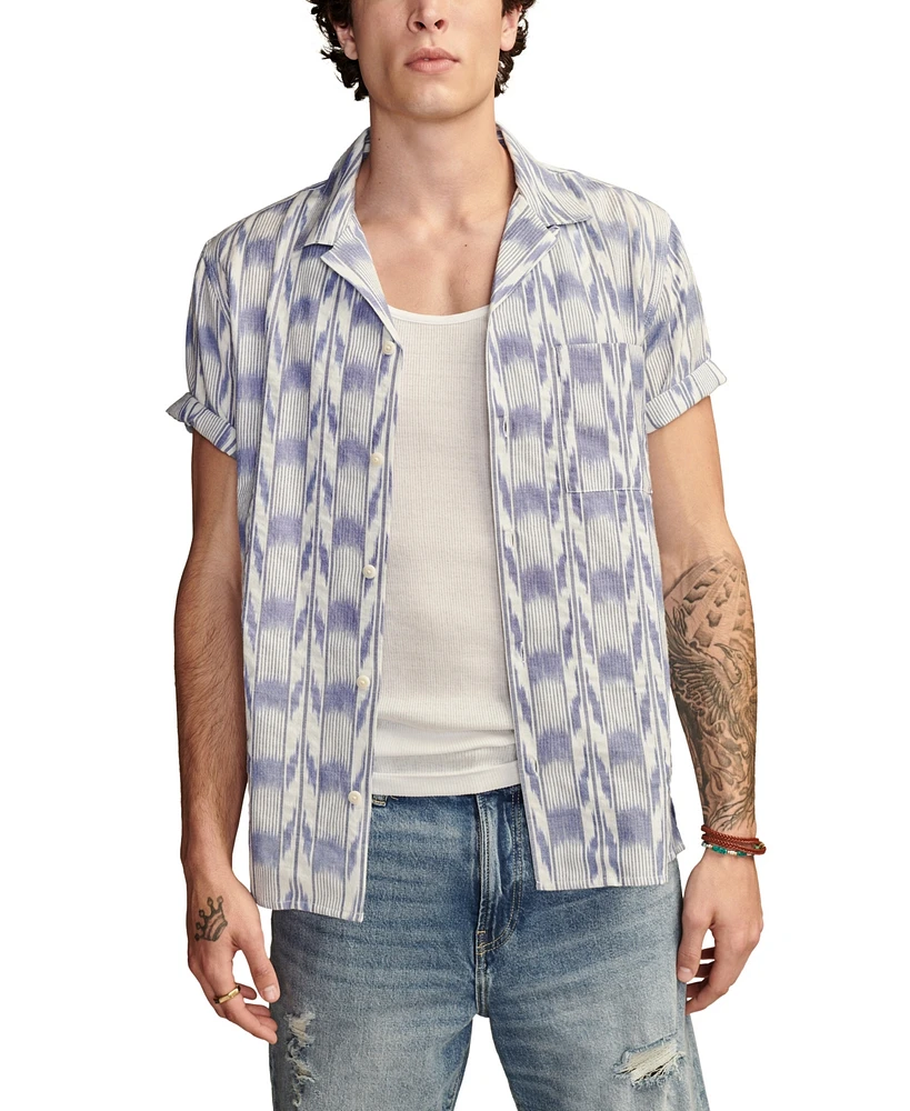 Lucky Brand Men's Ikat Camp Collar Short Sleeve Shirt